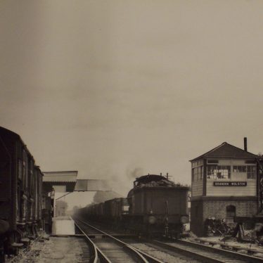 Brandon (signal box and railway station), 1959. | Photo by H.B. Priestley. Warwickshire County Record  Office reference PH 352/207/27