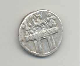 One of two denarii commemorating the Conquest of Britain by Claudius in AD 43. | Photo courtesy of Warwickshire Museum Service