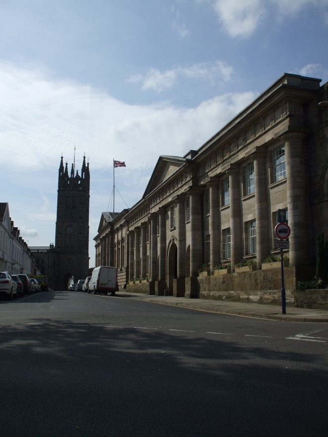 Old Shire Hall, with St. Mary's church in the background. 2014. | Photo by Benjamin Earl