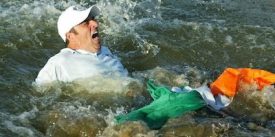 Paul McGinley in the lake after holing the winning putt at the Ryder Cup, 2002 | Photo courtesy of The Belfry