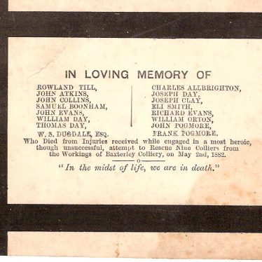 A memorial card listing those who died. | JAP