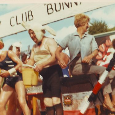 People on float collecting money, most dressed as rabbits | Nuneaton Memories