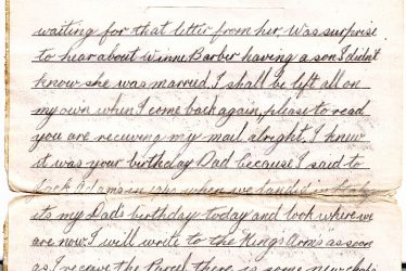 Letter Home to Nuneaton 1942