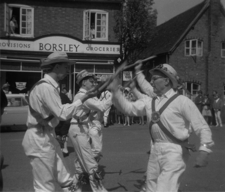 Morris dancers in Stretton on Dunsmore, 1967. Frank Scotford is on the far right. | Warwickshire County Record Office reference PH(N)212/56/3. Part of a photographic survey of Warwickshire parishes conducted by the Women's Institute.