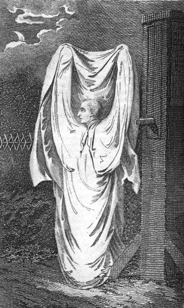 A pious (if not slightly comical...) ghost | From Kirby's Wonderful and Scientific Museum, Vol II, published in 1804.