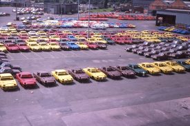 TR7s parked up waiting to be finished, September 1978. | Photo copyright Graham Richardson