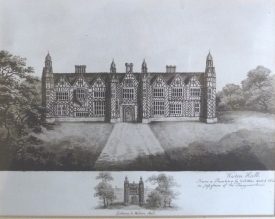 Weston Hall. A drawing of the hall. | W Hollar and Throckmoreton Estate