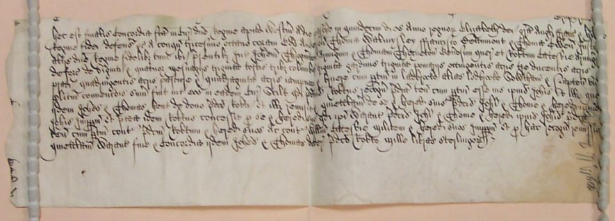 The agreement between Robert Catesby and Sir John Throckmorton to sell Catesby land in Ladbroke, Southam and Napton. | Warwickshire County Record Office reference DR 85A/2/Bundle2/2