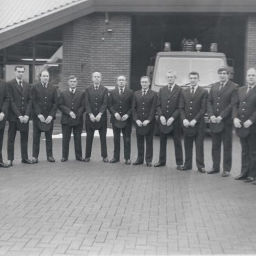 Fire brigade ready to meet Princess Anne at the opening, 1991 | Image courtesy of Denis Perry
