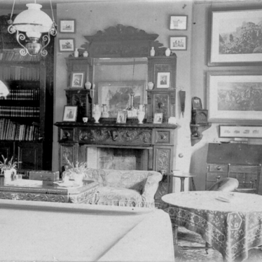 Billiard Room, Eathorpe Park. | Image courtesy of Sylvia Dibbs, from a family album. 1890-1902