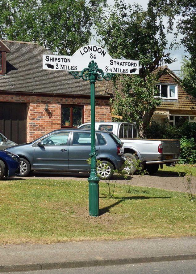 Tredington Milepost. One of six in the nationally unique series restored in 2017 by the Milestone Society. 2019. | Image courtesy of R. Caldicott