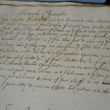 The original recipe from the Wise family household book | Warwickshire County Record Office reference CR0341/300