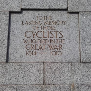 The dedication on the Cyclist Memorial, Meriden | Photo courtesy of Rachael Marsay