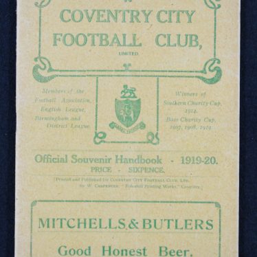 The Coventry City Official Souvenir Handbook, 1919-1920. | Image courtesy of Simon Young