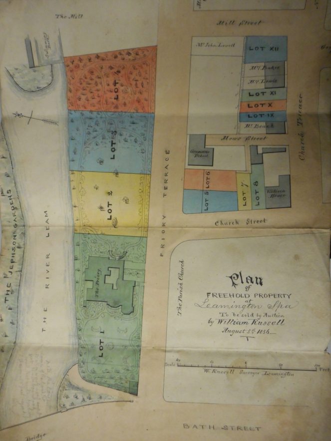 Plan produced for the auction of The Priory in 1856. | Warwickshire County Record Office reference CR2012/14