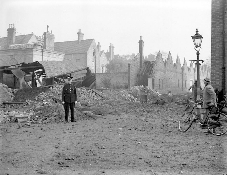 Bomb damaged houses in Brandon Parade, Leamington Spa.  1940 |  IMAGE LOCATION: (Warwickshire County Record Office)