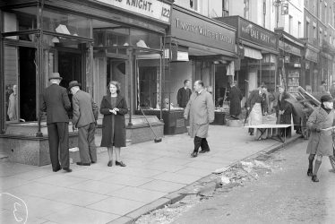 Leamington Spa.  Parade, bomb damage