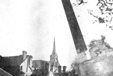Leamington Spa.  Demolition of the mill chimney