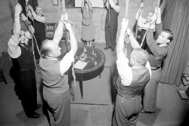 Leamington Spa.  Bellringers at the parish church
