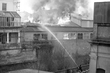 Leamington Spa.  Loft Theatre, fire