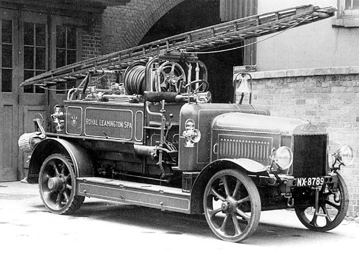 A Leyland Fire Engine known as 'The Queen' used by Leamington Borough Police Fire Brigade, Althorpe Street Station.  1920s |  IMAGE LOCATION: (Warwickshire County Record Office)
