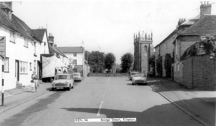 Bridge Street, looking north towards the church.  1960s |  IMAGE LOCATION: (Warwickshire County Record Office)