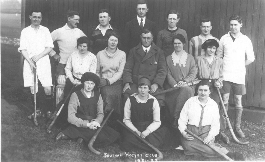Southam Hockey Club, 1921-22; shows a mixed team.   1922 |  IMAGE LOCATION: (Warwickshire County Record Office)