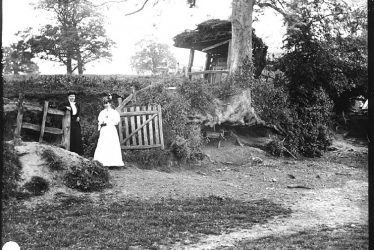 Leek Wootton.  Two ladies by a fence