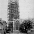Warwick.  St Mary's Church tower under scaffolding.