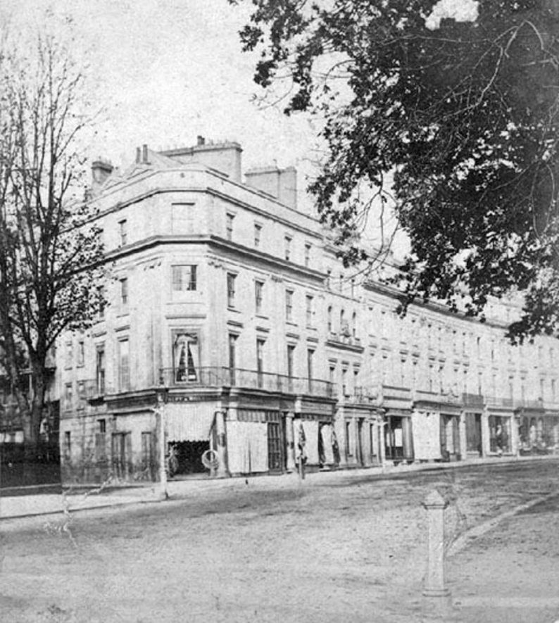 Buildings on the corner of Lower Parade and Dormer Place, Leamington Spa.  1860s |  IMAGE LOCATION: (Warwickshire County Record Office)