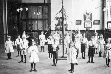 Nuneaton.  Abbey Street School pupils with maypole