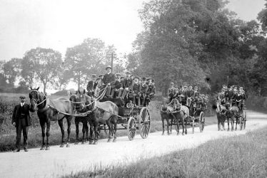 Rugby.  Horse drawn charabanc