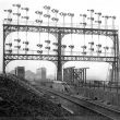 Rugby.  Signal gantry at the old railway station