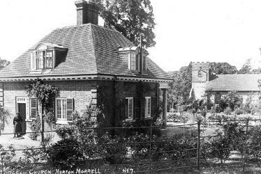 Moreton Morrell.  Lodge and church