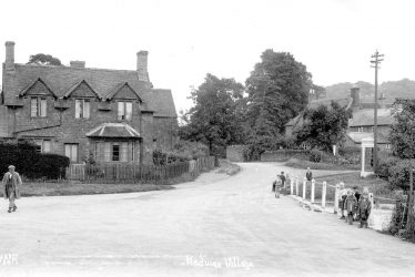 Radway.  Children standing on the bridge