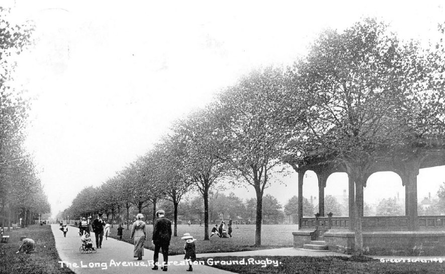 The Long Avenue, the Recreation Ground, Rugby.  1910s |  IMAGE LOCATION: (Warwickshire County Record Office) SCAN DATE: (1984)
