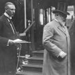 Rugby.  King Edward VII arriving on a visit.