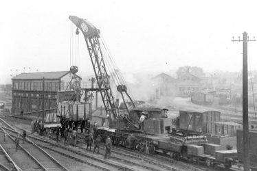 Rugby.  Railway Station, derailment