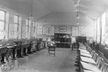 Rugby.  High School art room