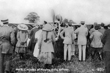 Rugby.  B.C. Hucks in his aeroplane