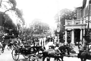 Rugby.  H.M. King Edward VII in carriage
