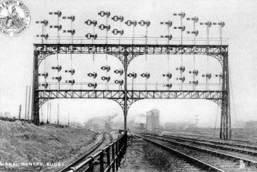 Rugby.  Railway Station, signal gantry