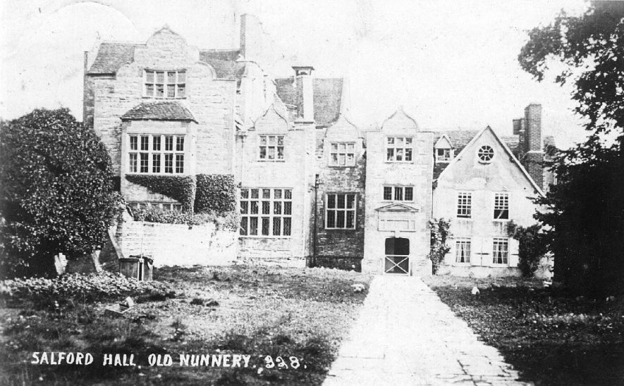 Front view of Salford Hall, Abbots Salford.  1900s |  IMAGE LOCATION: (Warwickshire County Record Office)