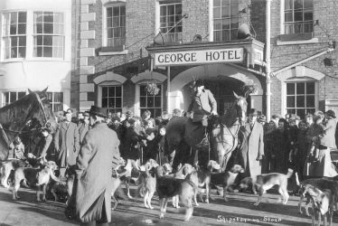 Shipston on Stour.  Hunt meet outside the George Hotel