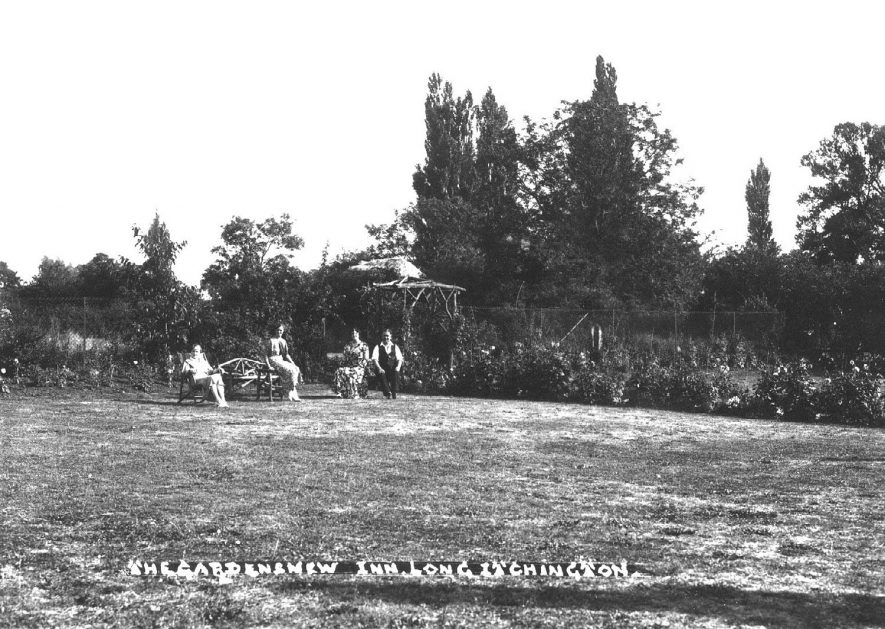 Garden at The New Inn  [The Jolly Fisherman], Long Itchington.  1930s |  IMAGE LOCATION: (Warwickshire County Record Office)