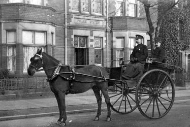 Stratford upon Avon.  P.C. Bazely outside Police Station