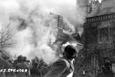 Stratford upon Avon.  Memorial Theatre, fire