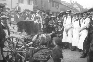 Stratford upon Avon.  Pig roast