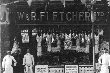 Stratford upon Avon.  W & R Fletcher Ltd. butchers shop