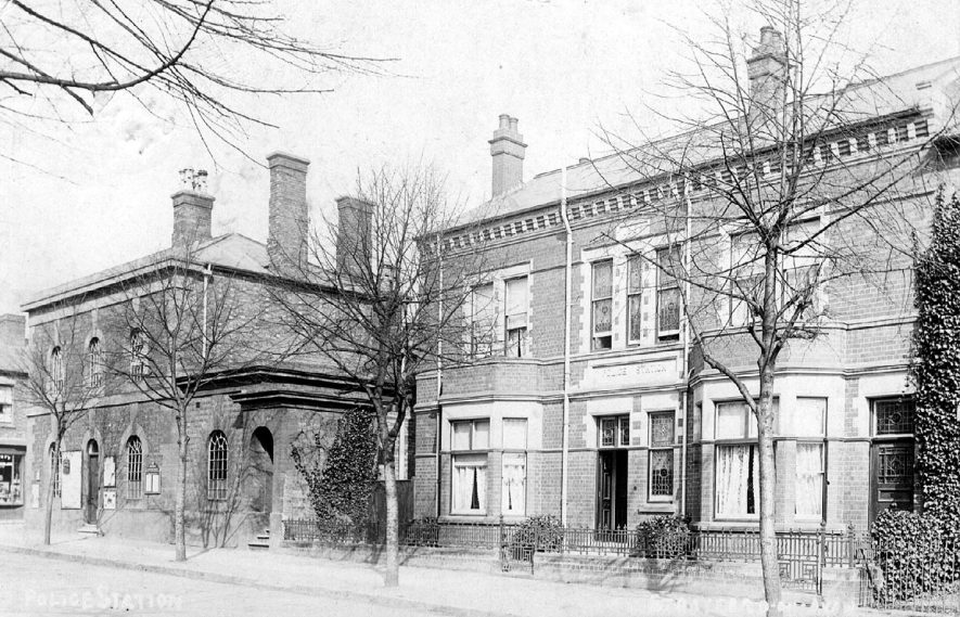 The police station and houses in Guild Street, Stratford upon Avon.  1900s |  IMAGE LOCATION: (Warwickshire County Record Office)